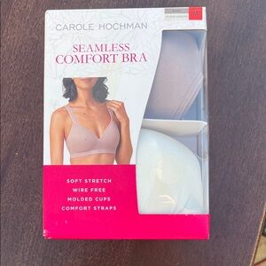 Midnight by Carole Hochman Seamless Comfort Bra - Soft Pink and White nwt